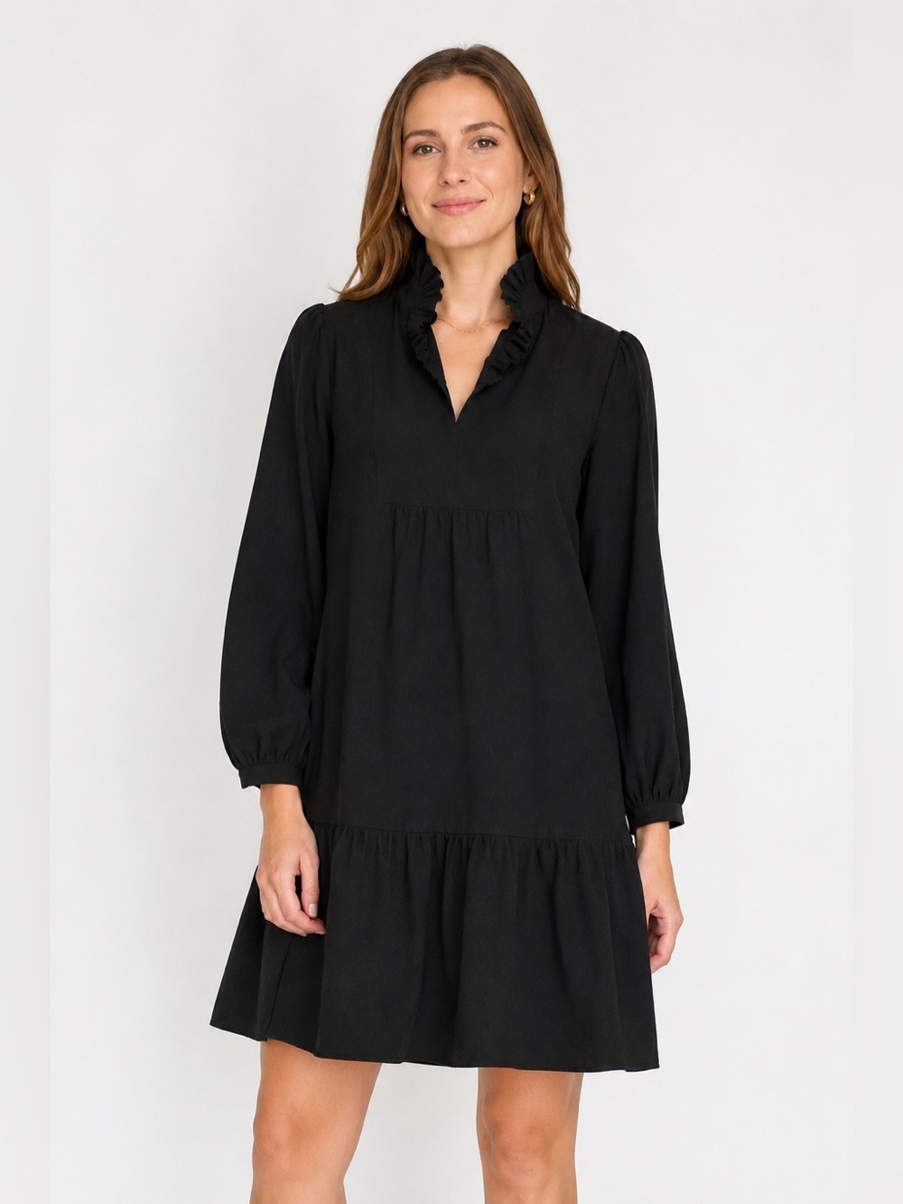Tuckernuck Black Crepe Palmerston Ruffle Tiered Dress Size M